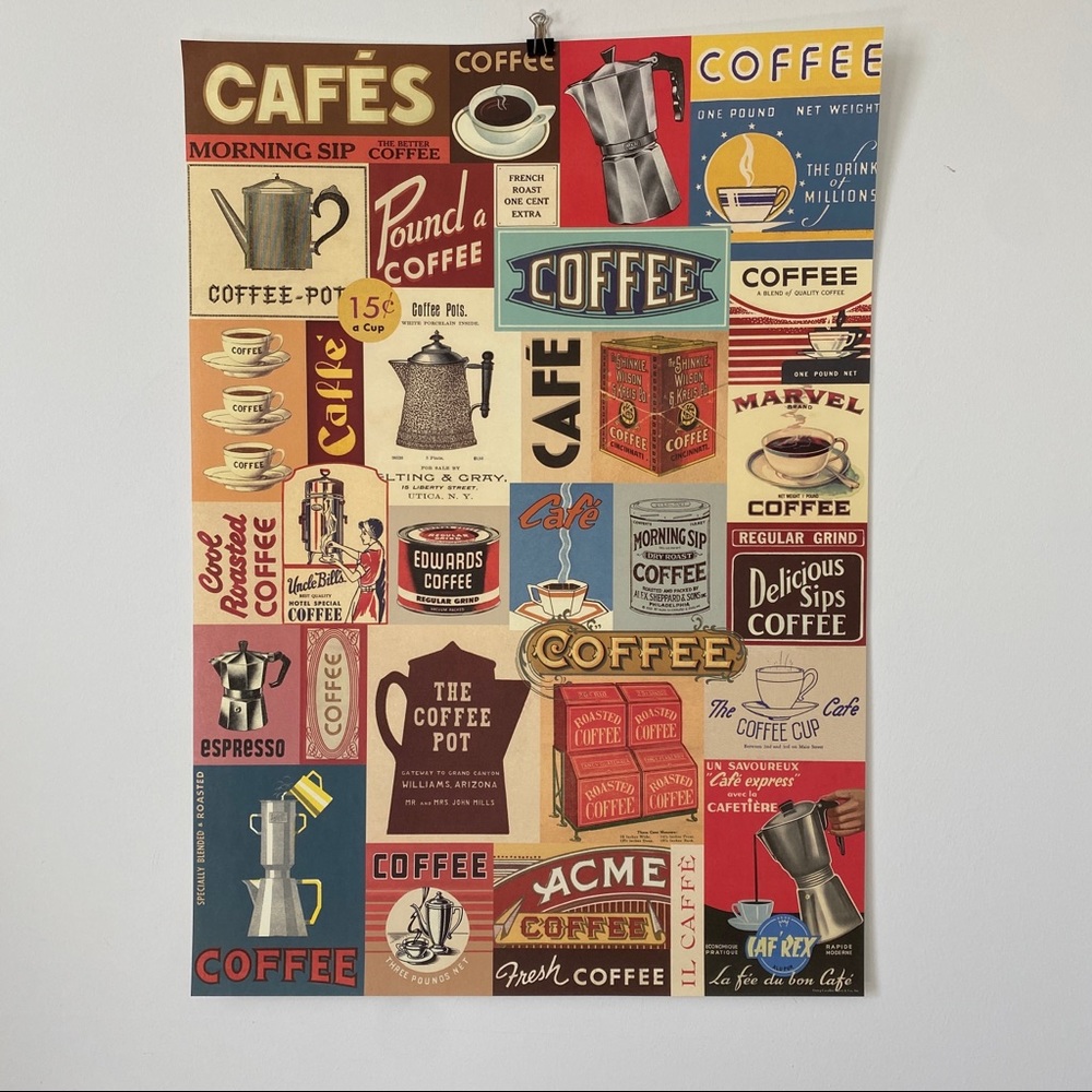 Cavallini Coffee Collage 20” x 28” Poster